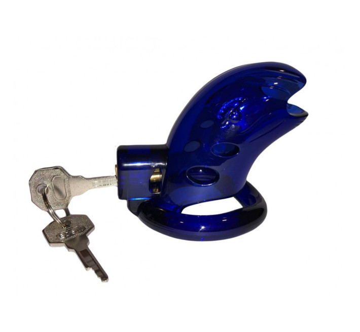 Пояс вірності з трьома кільцями Loveshop Runye Chastity cage блакитний