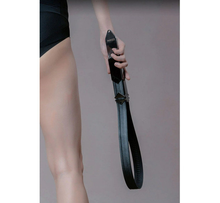 Ремінь з регульованою довжиною Lockink, натуральна шкіра та метал, чорний