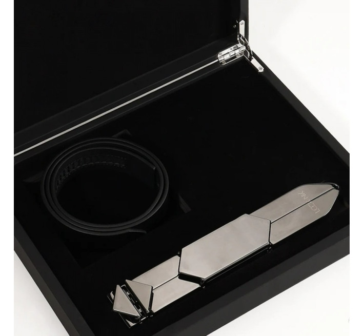 Ремінь з регульованою довжиною Lockink, натуральна шкіра та метал, чорний