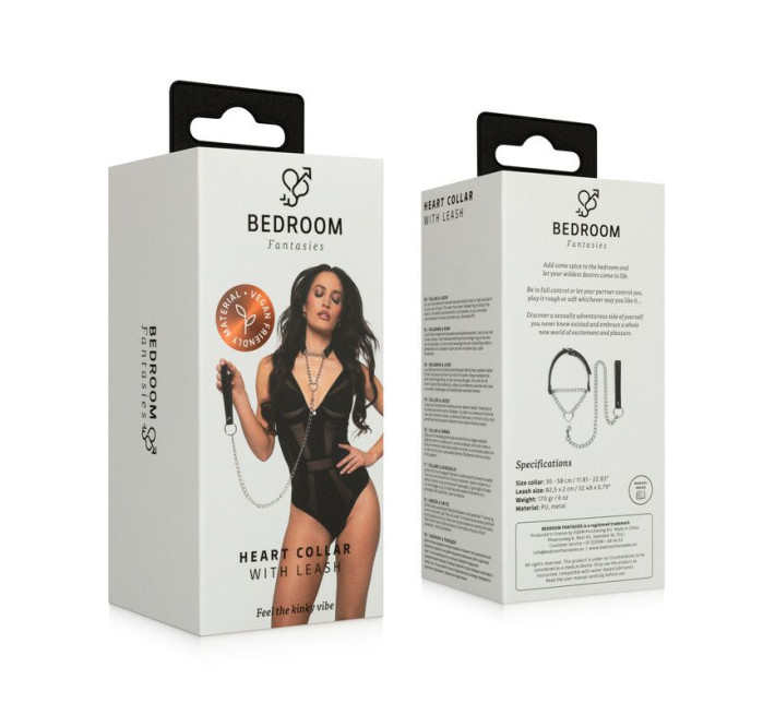 Ошейник с поводком Bedroom Fantasies: Collar with Chain - Silver