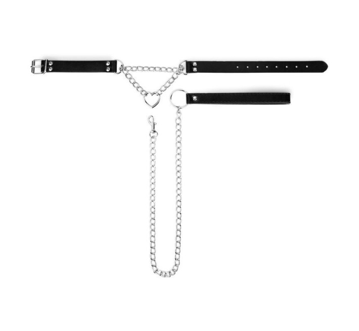 Ошейник с поводком Bedroom Fantasies: Collar with Chain - Silver
