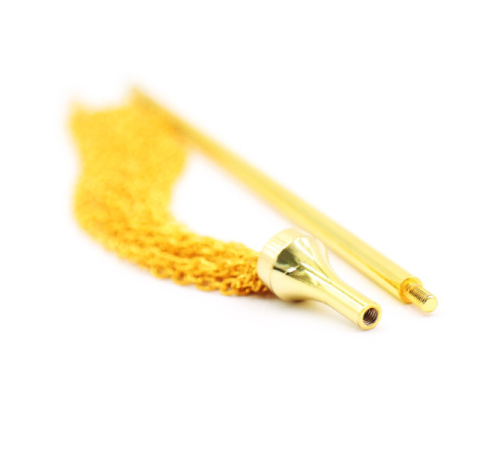 Флогер з пензликом на ланцюжку DS Fetish Golden Metal 23 см