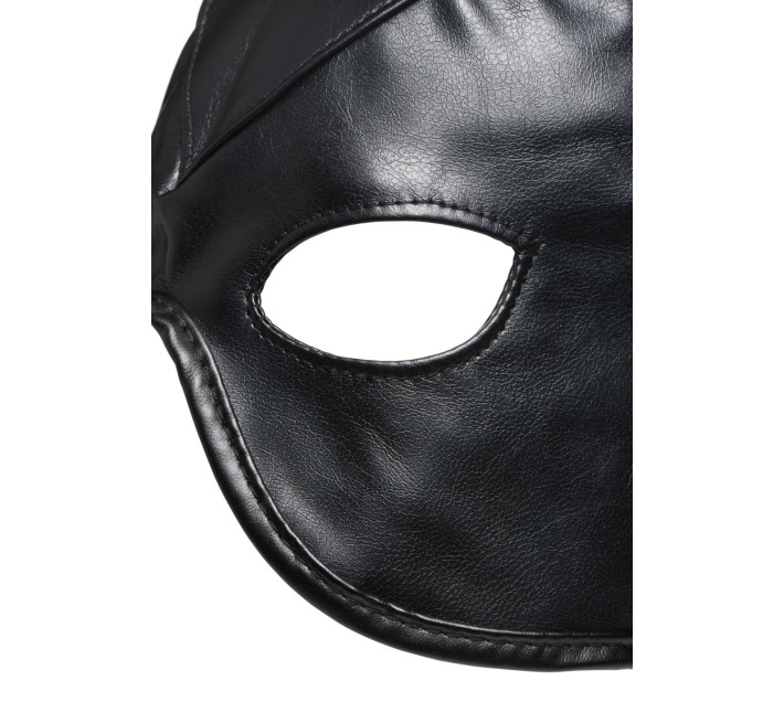 Маска з рогами Master Series: Dungeon Demon Bondage Mask with Horns, чорна