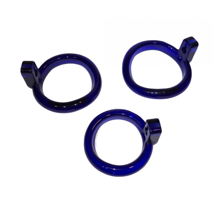 Пояс вірності з трьома кільцями Loveshop Runye Chastity cage блакитний
