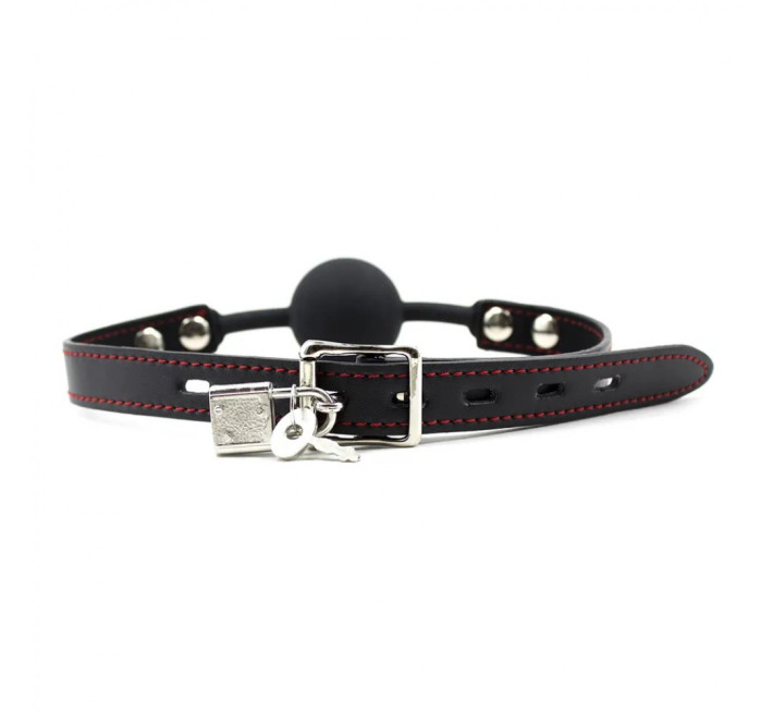 Кляп DS Fetish Silicone ball gag with lock силіконовий із замком Чорний