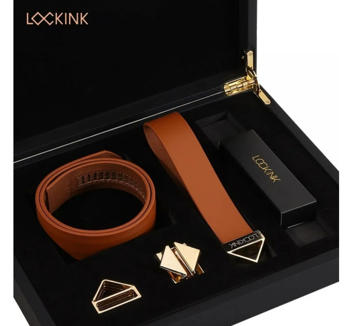 Нашийник з повідцем Lockink, шкіра, Коричневий