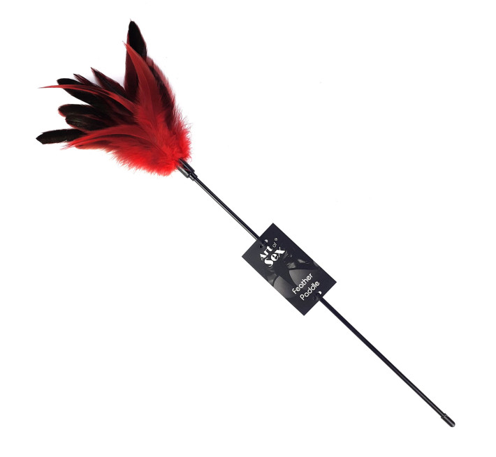 Лоскітка з пером півня Art of Sex – Feather Paddle, червона