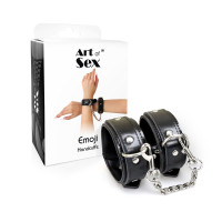 Наручники із екошкіри Art of Sex - Handcuffs Emoji, колір чорний Наручники із екошкіри Art of Sex - Handcuffs Emoji, колір чорний
