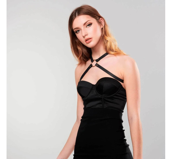 Портупея из экокожи Bijoux Indiscrets MAZE — Cross Chest Harness Black