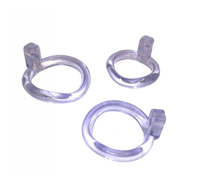 Пояс вірності з трьома кільцями Loveshop Runye Chastity cage прозорий