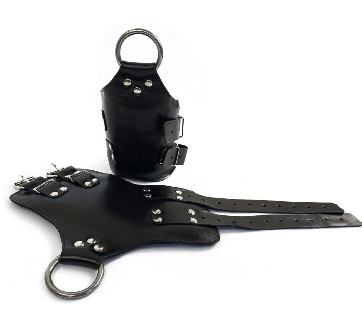 Манжеты для подвеса за руки Art of Sex Kinky Hand Cuffs For Suspension из натуральной кожи, Черные