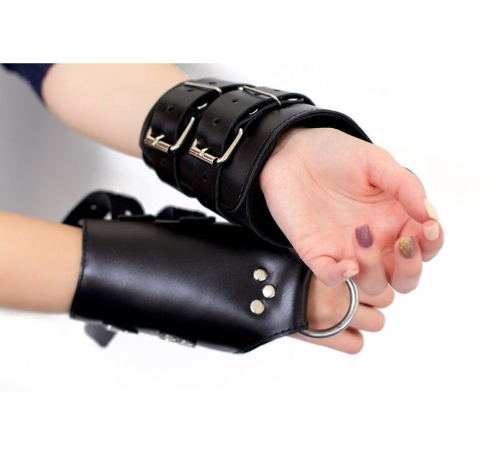 Манжеты для подвеса за руки Art of Sex Kinky Hand Cuffs For Suspension из натуральной кожи, Черные
