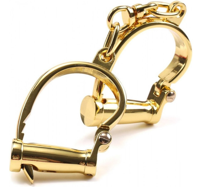 Наручники з коротким ланцюжком Lockink, металеві, золоті