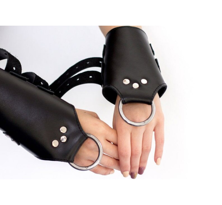 Манжеты для подвеса за руки Art of Sex Kinky Hand Cuffs For Suspension из натуральной кожи, Черные