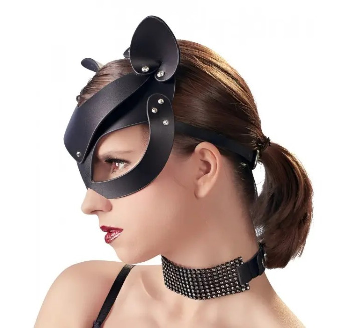 Маска кішечка DS Fetish Shiny cat Mask with studs