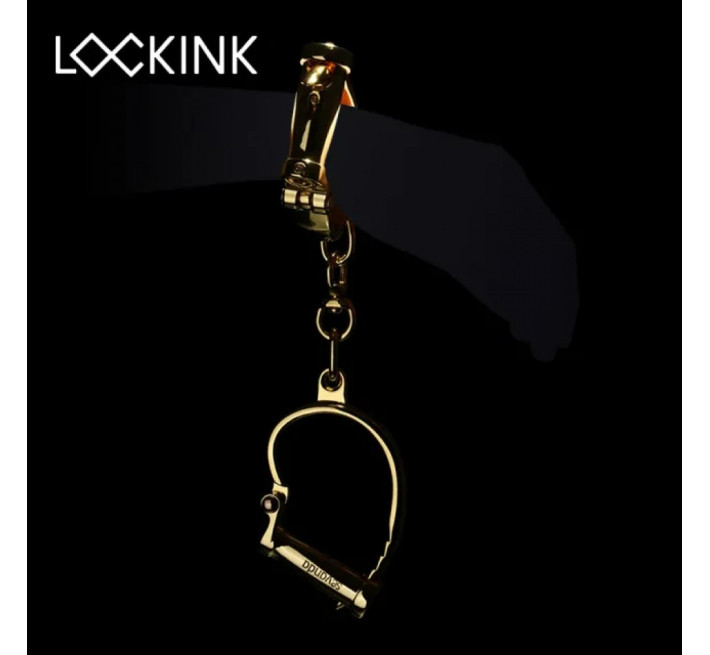Наручники з коротким ланцюжком Lockink, металеві, золоті
