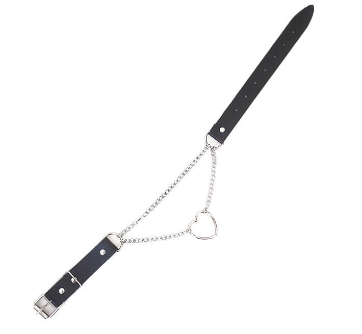 Чокер на шию Серце Art of Sex - Paris, з натуральної шкіри, колір Чорний