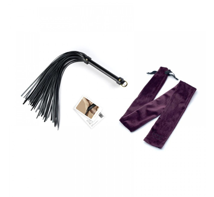 Флогер (батіг) UPKO з позолотою, італійська шкіра, Чорний