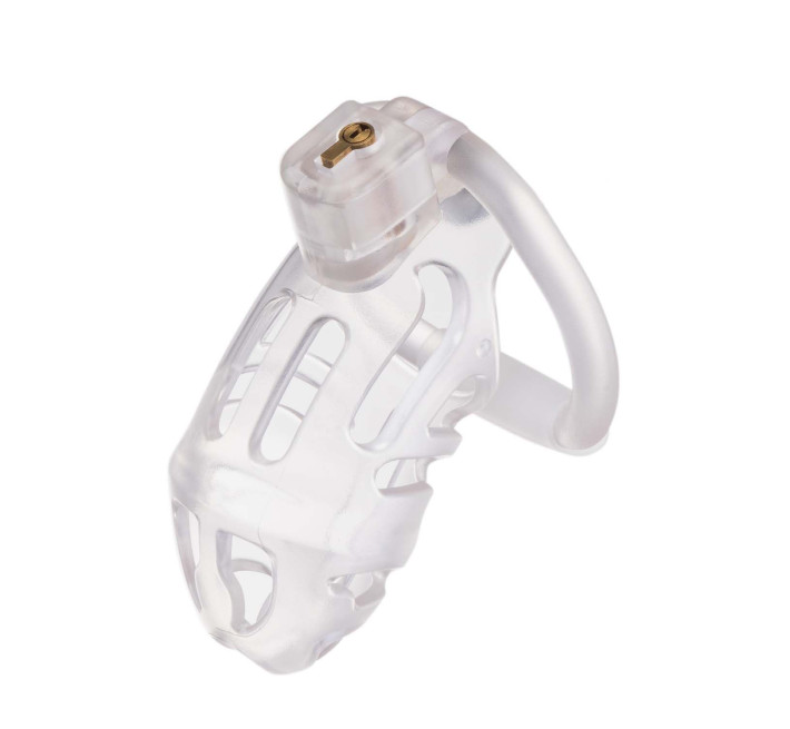 Клетка для пениса LOCKINK SEVANDA Plastic Penis Chastity Cage, прозрачная, 3 кольца разных размеров