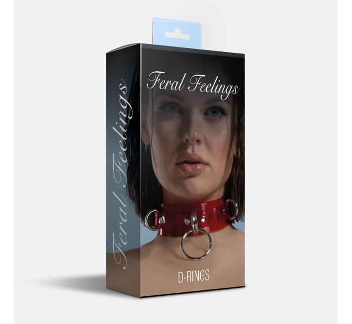 Ошейник для фиксации Feral Feelings - D-Rings Red Trasparent