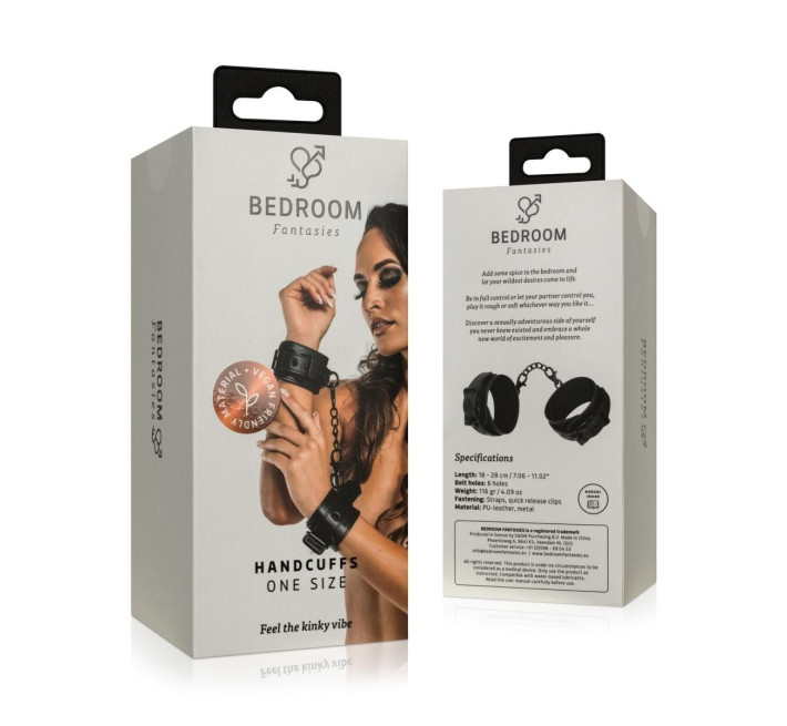 Наручники Bedroom Fantasies: Faux Leather Handcuffs One Size, черные