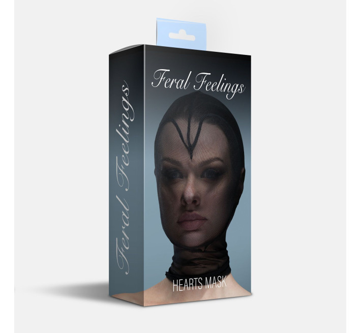 Маска сердце сетка с полностью закрытым лицом Feral Feelings - Hearts Mask Black/Black