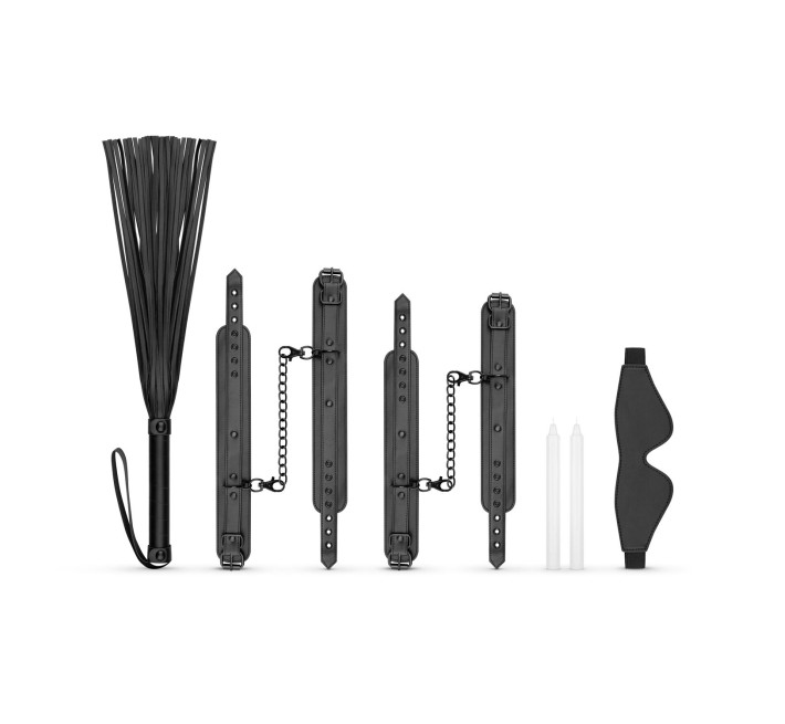 Набор БДСМ Bedroom Fantasies: Kinky Bondage Set 5-piece, наручники, поножи, повязка, флоггер, свечи