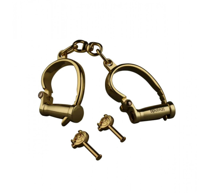 Наручники з коротким ланцюжком Lockink, металеві, золоті