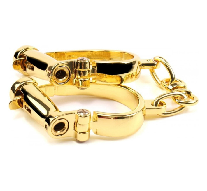 Наручники з коротким ланцюжком Lockink, металеві, золоті