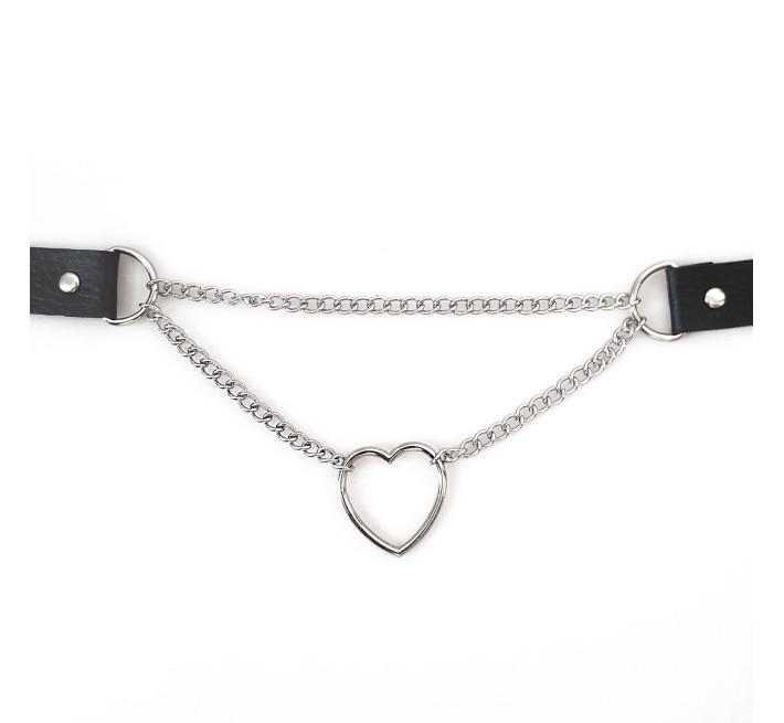 Чокер на шию Серце Art of Sex - Paris, з натуральної шкіри, колір Чорний