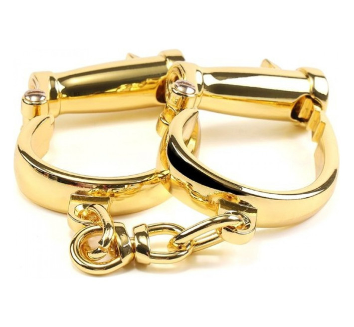 Наручники з коротким ланцюжком Lockink, металеві, золоті