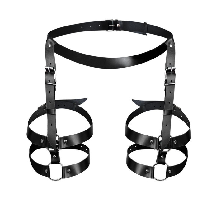 Шкіряні гартери Art of Sex - Melani Leather garters L-2XL Чорні