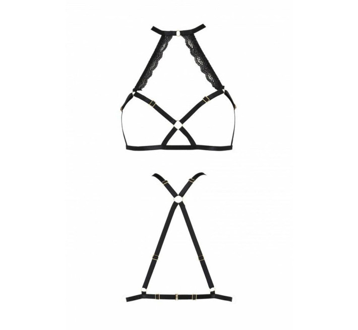 Портупея со стрепом с кружевом Passion Exclusive Lorry Bra black XXL/XXXL