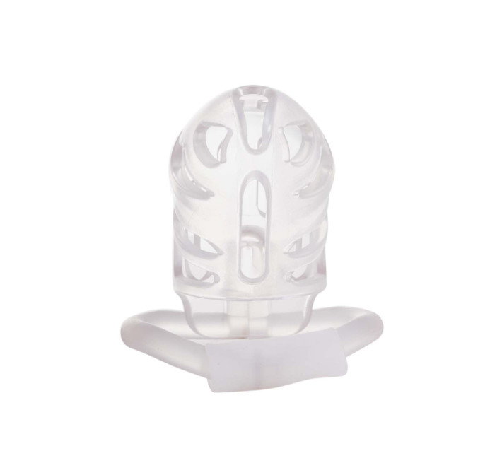 Клетка для пениса LOCKINK SEVANDA Plastic Penis Chastity Cage, прозрачная, 3 кольца разных размеров