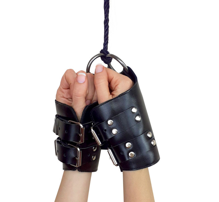 Манжеты для подвеса за руки Art of Sex Kinky Hand Cuffs For Suspension из натуральной кожи, Черные