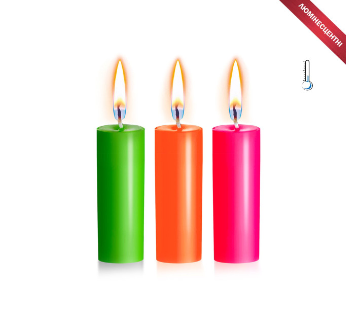 Набір свічок воскових Art of Sex S 10 см (3 шт), низькотемпературні, люмінісцентні