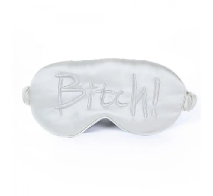 Маска на глаза с надписью Bitch! от UPKO, шелковая, White