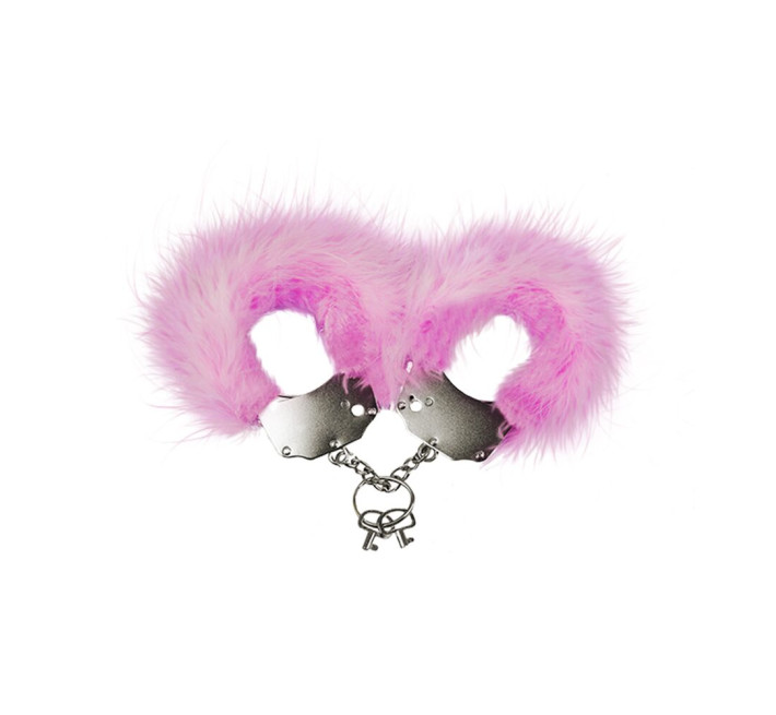 Наручники металеві з оздобленням Adrien Lastic Handcuffs Рожеві