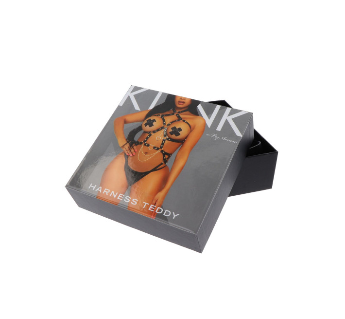 Портупея-тедді з екошкіри Leg Avenue Heart ring harness teddy Black S