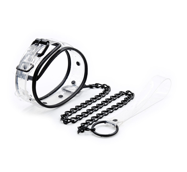 Нашийник с поводком DS Fetish Collar with leash transparent