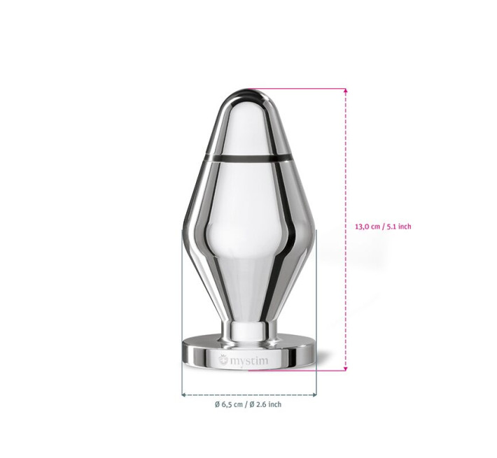 Металева анальна пробка Mystim Big John для електростимулятора, діаметр 6,5 см