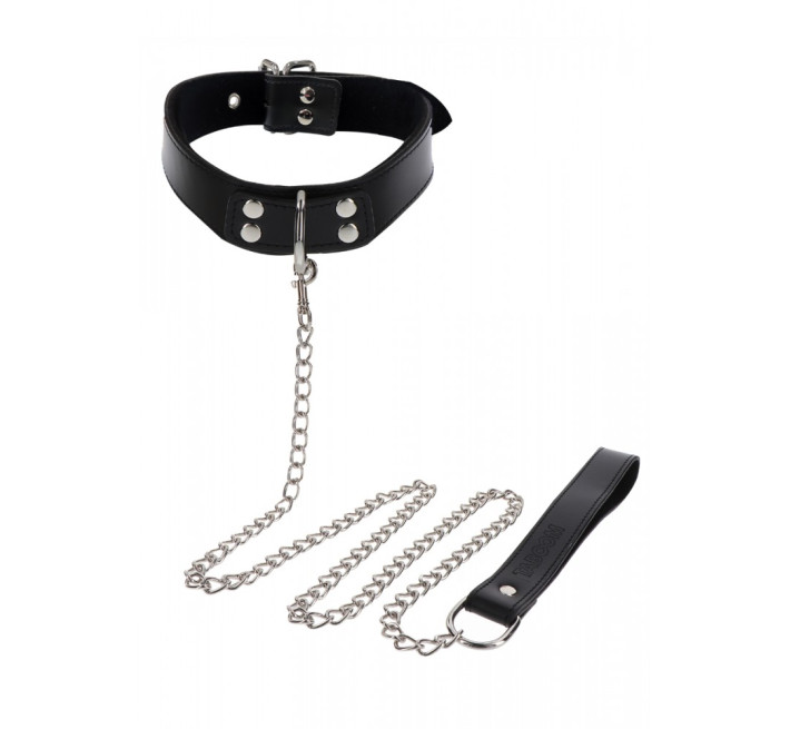 Ошейник широкий с поводком Taboom, черный