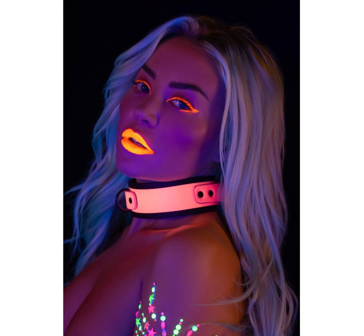 Нашийник з повідцем, що світиться в темряві Taboom Collar and Chain Leash, рожевий
