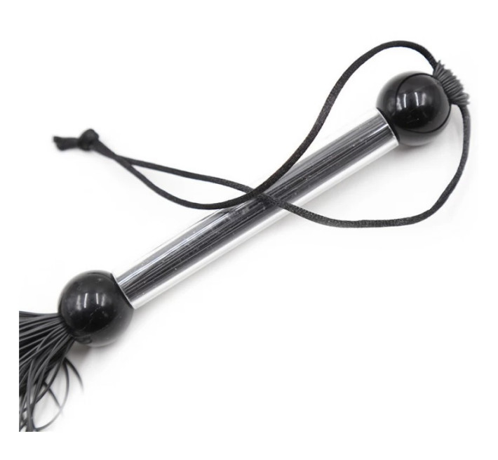 Флогер DS Fetish FLOGGER чорний, прозора ручка, 28 см