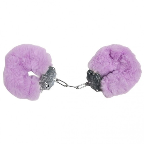 Наручники DS Fetish Plush handcuffs, метал з хутром, фіолетові