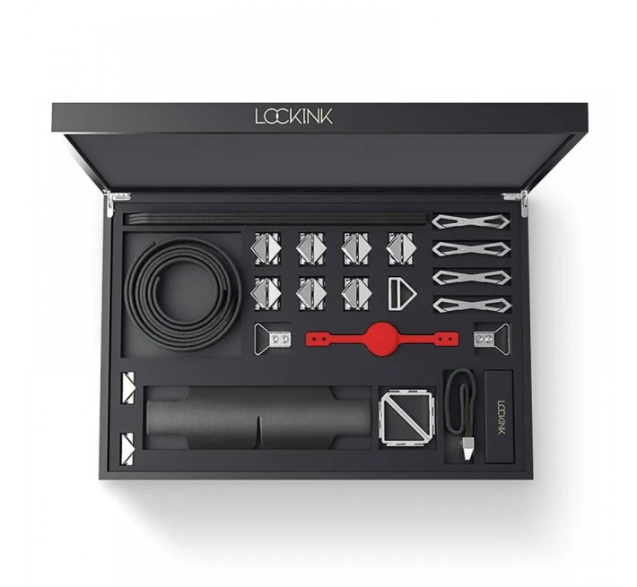 Набор для БДСМ Lockink, натуральная кожа и металл, черный, 7 предметов