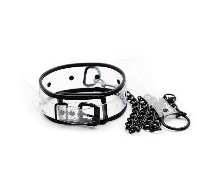 Нашийник с поводком DS Fetish Collar with leash transparent