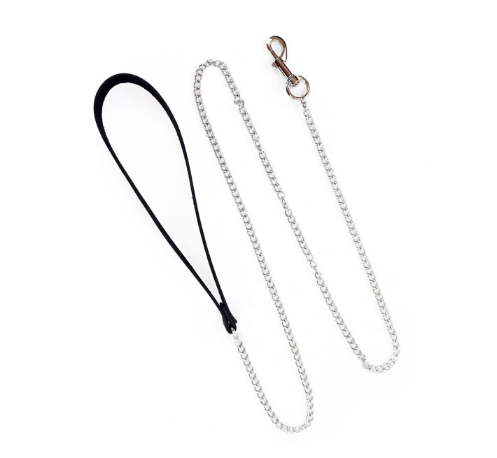 Повідець на ланцюжку із натуральної шкіри Art of Sex - Leash, колір Чорний