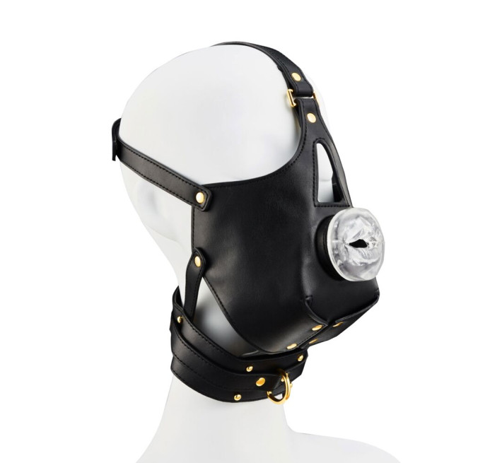 Маска-сбруя для орального секса с поводком LOCKINK SEVANDA Blowjob Head Muzzle with Leash