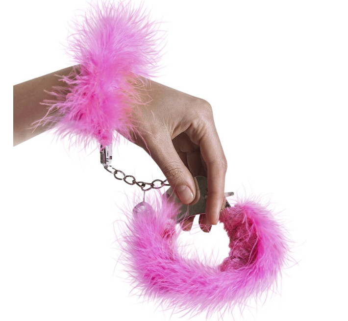 Наручники металеві з оздобленням Adrien Lastic Handcuffs Рожеві
